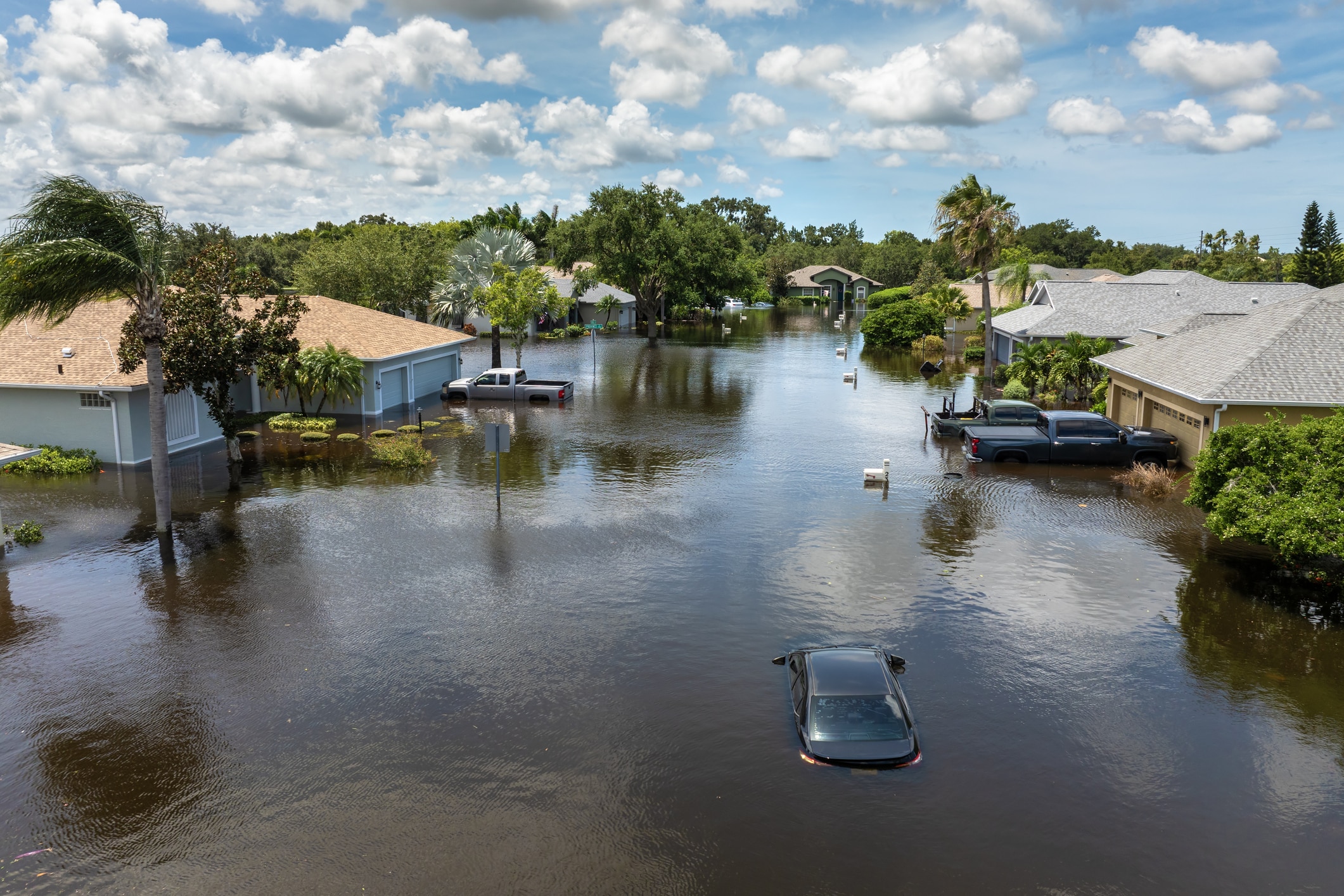 Flash flood in a Florida neighborhood.