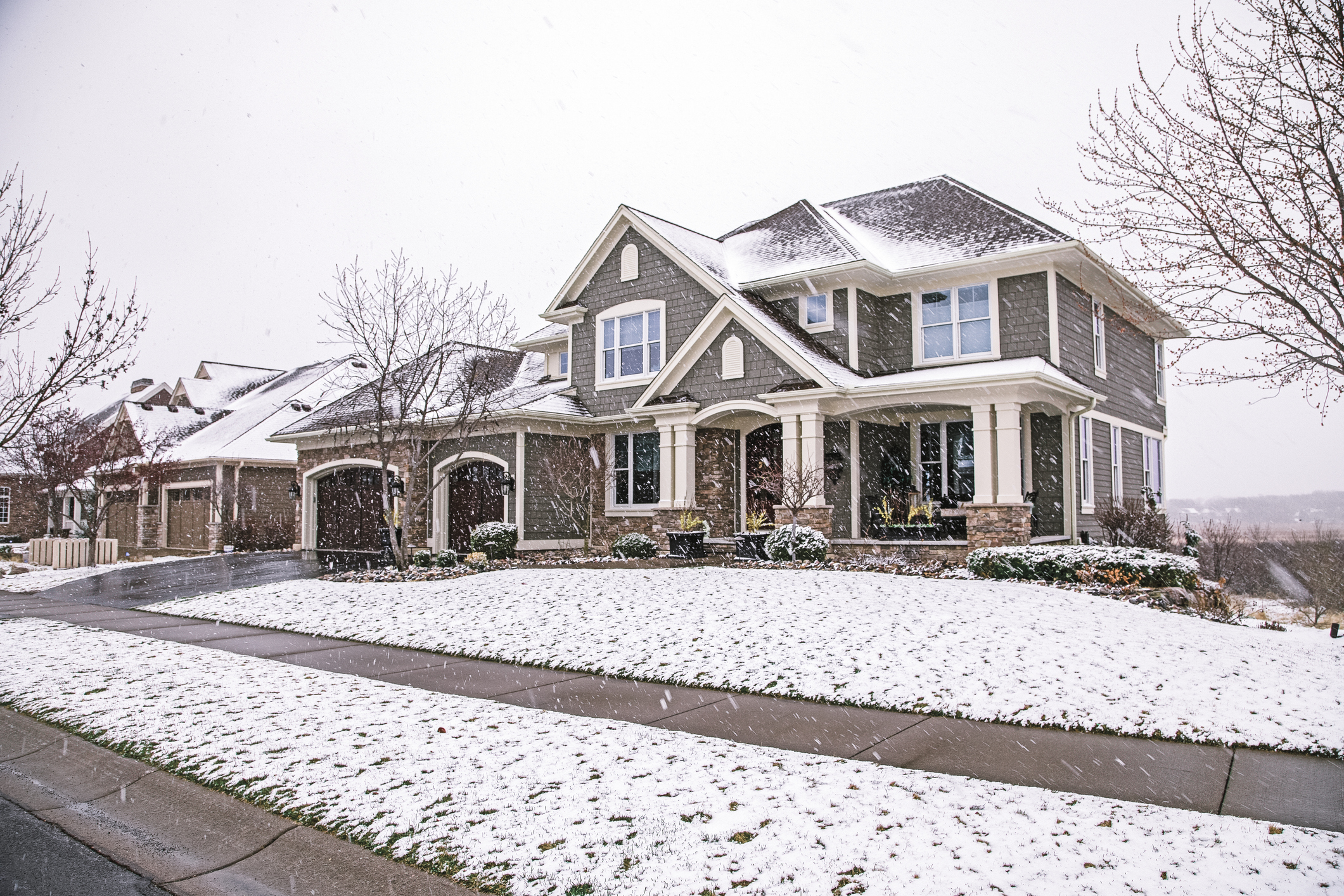 a house covered in snow